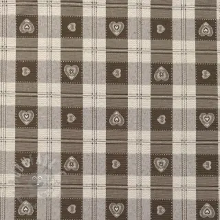 Tkanina dekoracyjna jacquard DOUBLE FACE Landhaus Heart Check taupe