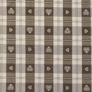 Tkanina dekoracyjna żakardowa DOUBLE FACE Landhaus Heart Check taupe