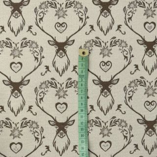 Tkanina dekoracyjna jacquard DOUBLE FACE Landhaus Deer Heart taupe