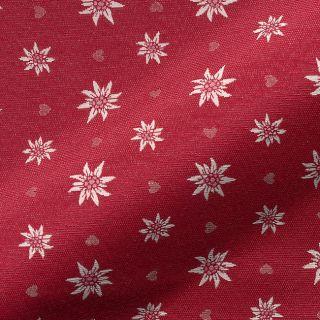 Tkanina dekoracyjna jacquard DOUBLE FACE Landhaus Edelweiss dark red