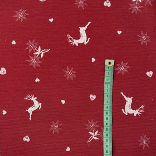 Tkanina dekoracyjna jacquard DOUBLE FACE Landhaus Mixed Icon dark red