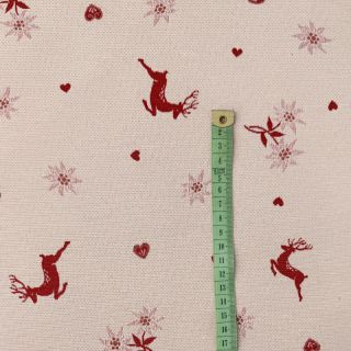 Tkanina dekoracyjna jacquard DOUBLE FACE Landhaus Mixed Icon dark red