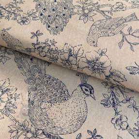 Tkanina dekoracyjna Linenlook Peacock Romance Scene