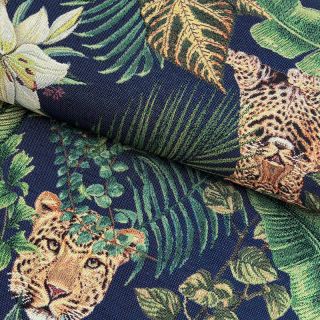 Tkanina dekoracyjna gobelinowa PREMIUM Leopard Leaf Jungle