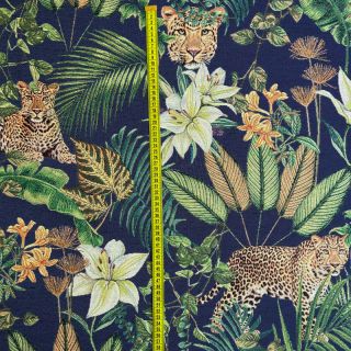 Tkanina dekoracyjna gobelinowa PREMIUM Leopard Leaf Jungle