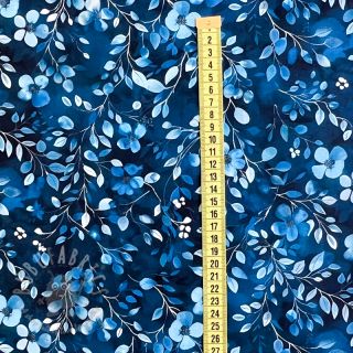 Bawełniana tkanina Blue leaves digital print