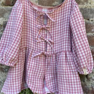 Muślin double gauze CHECKS MINI mauve