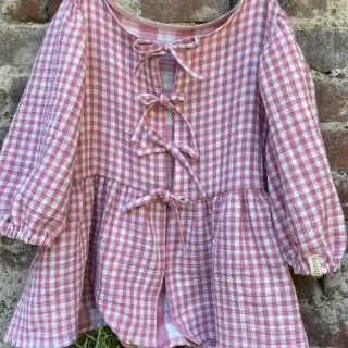 Muślin double gauze Double sided CHECKS MINI mauve