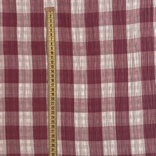 Dvojitá gázovina/mušelín Double sided CHECKS MINI rosewood