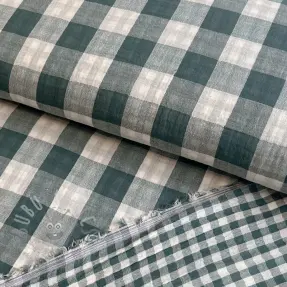 Muślin double gauze Double sided CHECKS MINI cyan