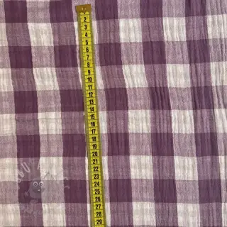 Muślin double gauze Double sided CHECKS MINI grape