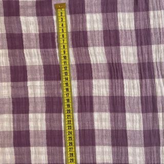 Podwójna gaza/muslin Double sided CHECKS MINI grape