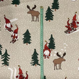 Tkanina dekoracyjna Linenlook Tomte ski family