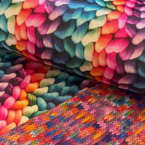 Umelá kožušina TWO SIDE Big knit difur digital print