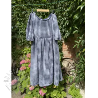 Muślin double gauze Double sided CHECKS MINI navy