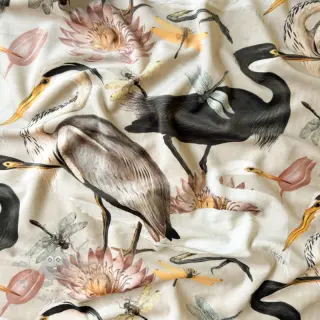 Tkanina dekoracyjna VELVET Heron bird camel