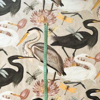 Tkanina dekoracyjna VELVET Heron bird camel