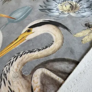 Tkanina dekoracyjna VELVET Heron bird steel grey