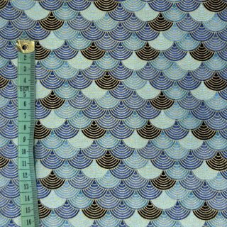 Tkanina bawełniana JAPAN Tsunami bleu