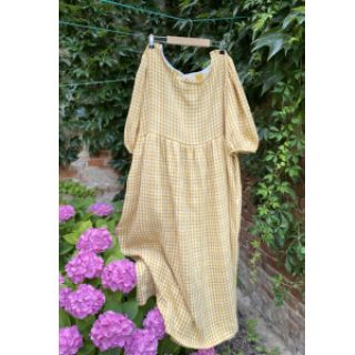 Muślin double gauze Double sided CHECKS MINI ochre