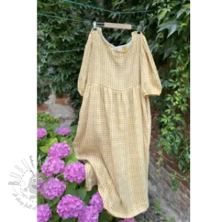 Muślin double gauze Double sided CHECKS MINI ochre