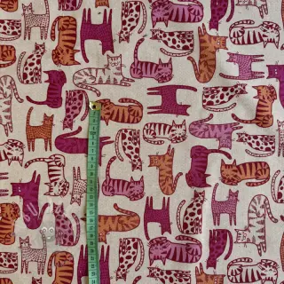 Tkanina dekoracyjna Linenlook Cat Wildlife Art pink