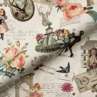 Tkanina dekoracyjna premium Linenlook Poetry Romantic Scene digital print