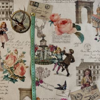 Tkanina dekoracyjna premium Linenlook Poetry Romantic Scene digital print