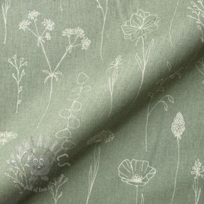 Tkanina dekoracyjna Linenlook Fine Fragile Flower old green