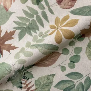 Tkanina dekoracyjna premium Linenlook Coloured Leaf Mix digital print