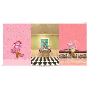 Dzianina Pink dinner PANEL digital print