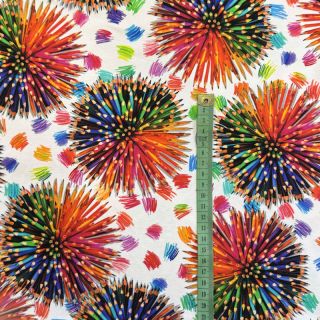 Dzianina Pencil explosion circles digital print