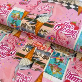 Dzianina Pink dinner digital print