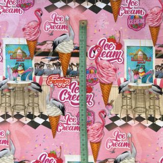 Dzianina Pink dinner digital print