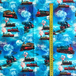 Dzianina Sky Train PANEL digital print