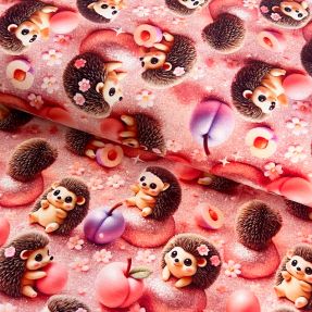 Dzianina Glittery hedgehog design B digital print