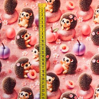 Dzianina Glittery hedgehog design B digital print