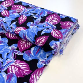 Wiskoza RADIANCE Anabella leaves black digital print