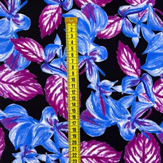 Wiskoza RADIANCE Anabella leaves black digital print