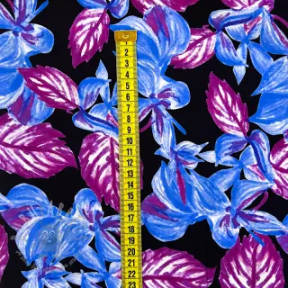 Wiskoza RADIANCE Anabella leaves black digital print