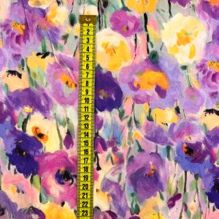 Wiskoza SATIN Lavender flowers digital print