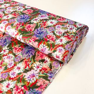 Wiskoza SATIN Old fashion flowers digital print