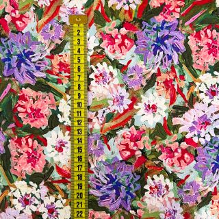 Wiskoza SATIN Old fashion flowers digital print