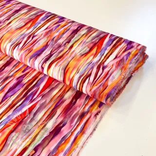 Wiskoza RADIANCE Abstract stripes pink digital print