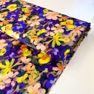 Wiskoza RADIANCE Cornelia flowers purple digital print