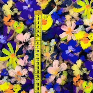 Wiskoza RADIANCE Cornelia flowers purple digital print
