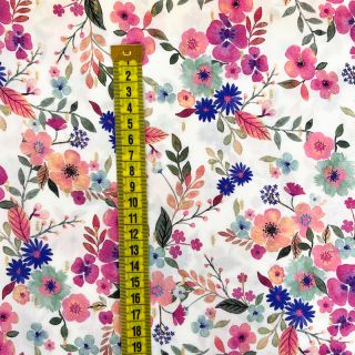 Wiskoza LUREX Tossed flowers white digital print