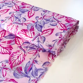 Wiskoza RADIANCE Anabella leaves pink digital print
