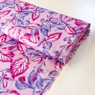 Wiskoza RADIANCE Anabella leaves pink digital print