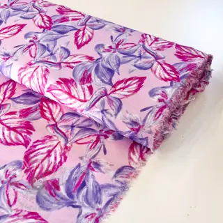 Wiskoza RADIANCE Anabella leaves pink digital print